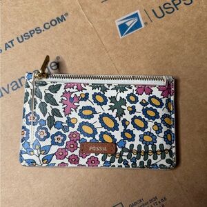 Fossil Floral Clutch with Blue and Yellow Accents